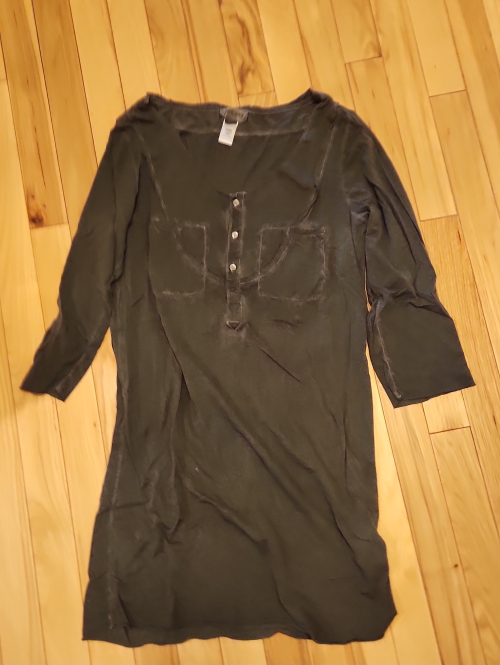 Diesel Washed Black Button Henley Tunic